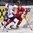 OSTRAVA, CZECH REPUBLIC - MAY 12: Norway's Patrick Thoresen #41 stickhandles the puck away from Belarus' Oleg Goroshko #22 during preliminary round action at the 2015 IIHF Ice Hockey World Championship. (Photo by Richard Wolowicz/HHOF-IIHF Images)

